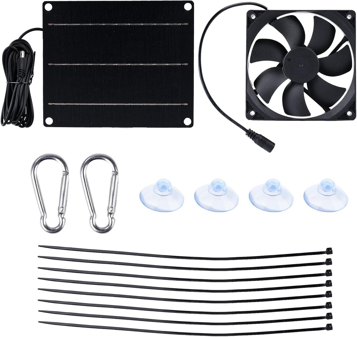 SnelShoppen - 6W Zonnepaneel Ventilator met IP65 Waterdichte Behuizing, 12V en 3m Kabel, Ideaal voor Serre, Tuin, Schuur, Kippenhok en Dierenvenster