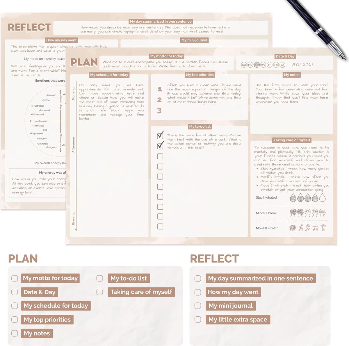 SnelShoppen - Daily Planner, To-Do List, Notepad - 50 Pagina's Ongecategoriseerd Notitieboek - Elegante A4 Planner - Weekplanner Voor Werk & Persoonli