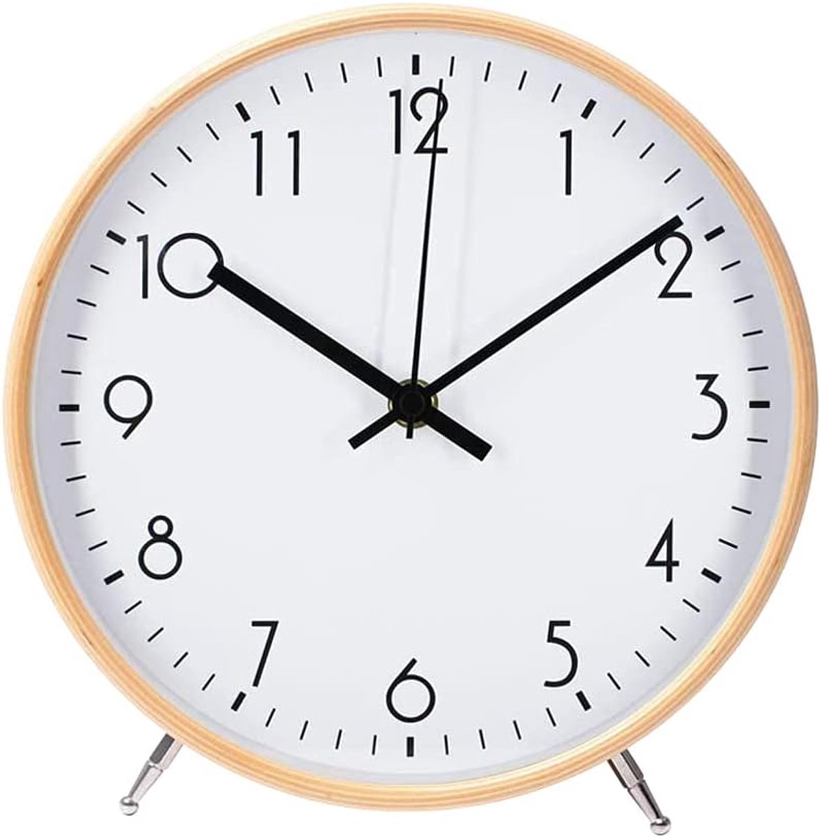 SnelShoppen - 8.6 Inch Houten Quartz Wandklok - Moderne Stille Niet-Tikkende Klok voor Woonkamer, Slaapkamer, Kantoor, Keuken - 22cm Wit met Zwarte Ci