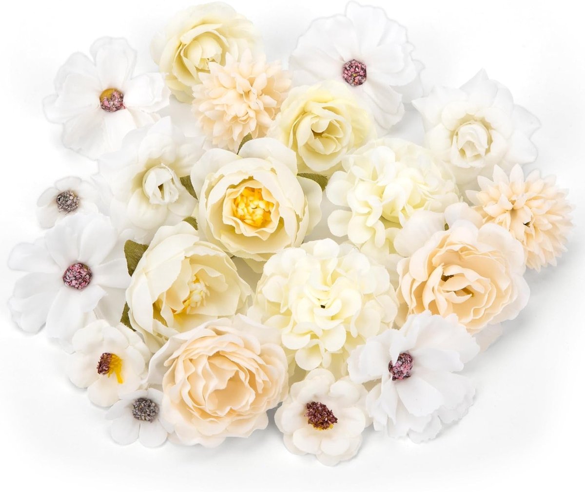 Kunstbloemen Hoofden voor DIY Creaties en Bruiloften - 20 Stuks Witte Zijde Bloemen voor Thuisdecoratie en Ambachten