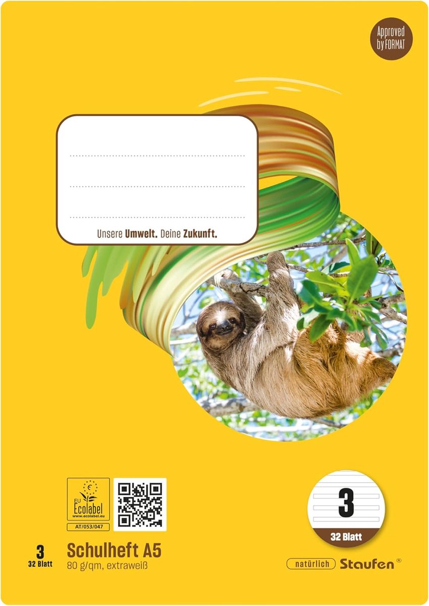 Set van 10 Blokschrift Schriften DIN A5 - Liniaal 3 (Dubbele Lijn) - 32 Vellen - 80g Kwaliteitspapier