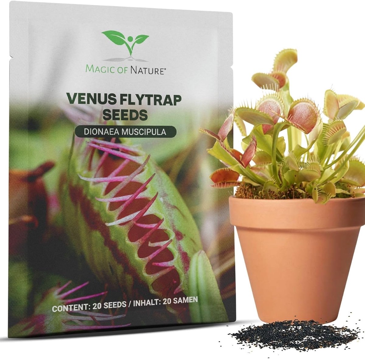 SnelShoppen - Venus Vliegenvanger Zaden (20 Stuks) - Dionaea muscipula | Carnivore Plant voor het Vensterbank of Terrarium | Exotische Huishoudplant v