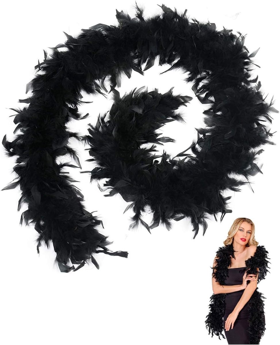 Feder-Boa van 200 cm voor Kostuums, Charleston-Thema, Flapper, Karneval en Mottoparty Accessoire