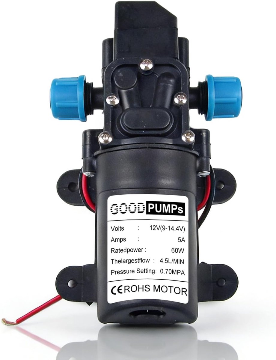 SnelShoppen - 12V Zelfaanzuigende Waterpomp, 60W, Diaphragmapomp met Druksensor, Hoge Druk, Ideaal voor Irrigatie en Schoonmaak, Inclusief Twee Schroe