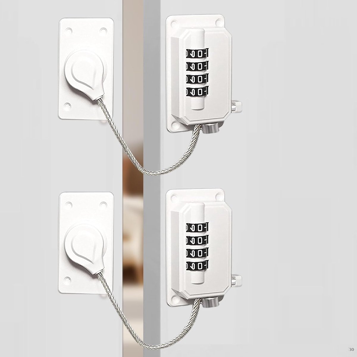 SnelShoppen - Kinderslot voor Koelkast en Kast, Kindveilige Raamsluiting zonder Boren, Comb slot 360° draaibaar, 2 Stuks, Wit, Veiligheidsoplossing vo