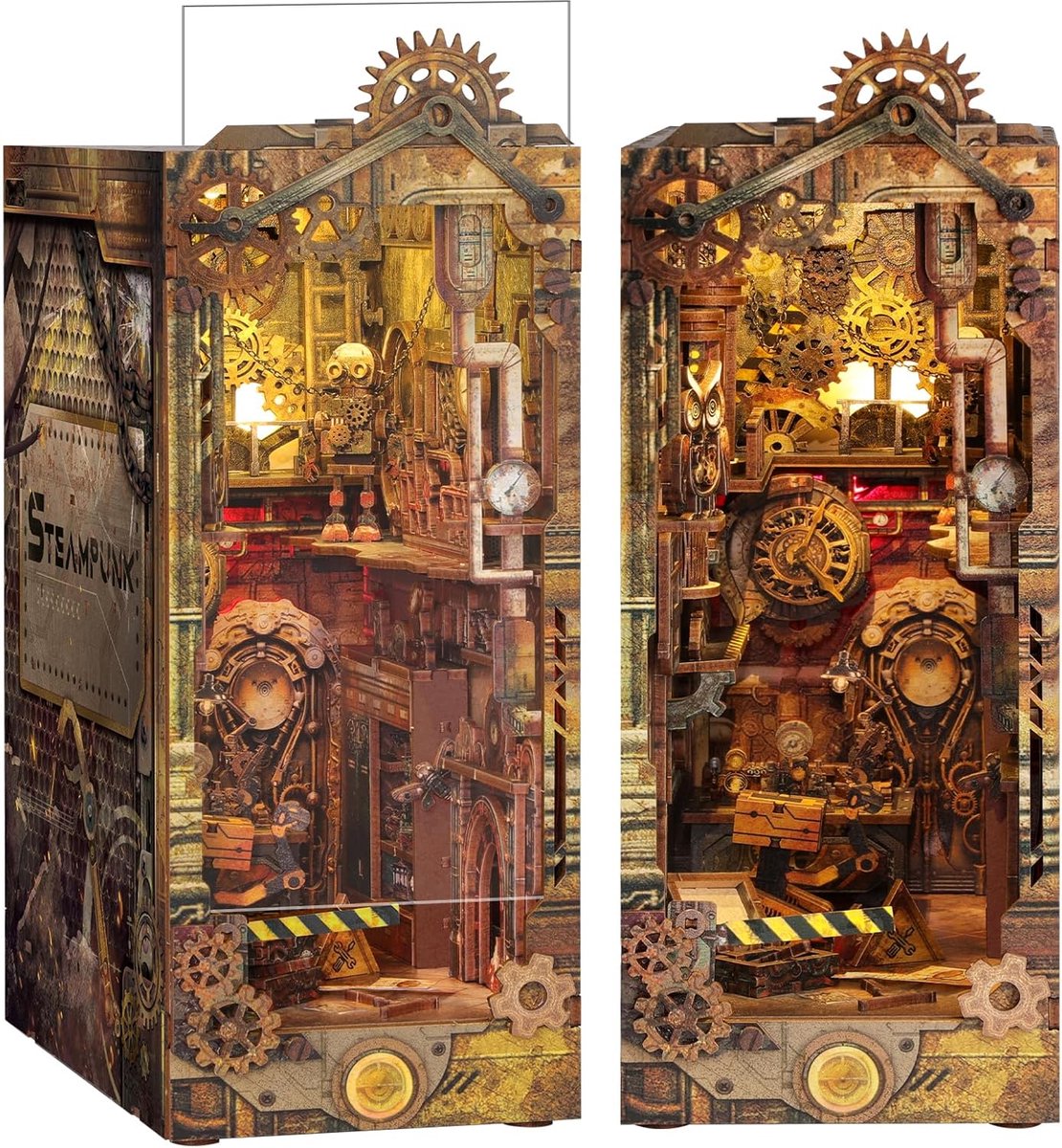 SnelShoppen - DIY Miniatuur Dollhouse Book Nook Steampunk Kit met LED Licht - Houten Puzzel Decoratie voor Boekenplank - Uniek Cadeau voor Volwassenen