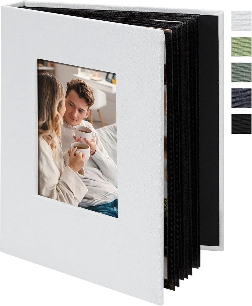 SnelShoppen - Photo Album 6x4, Mini Fotoalbum met 24 Compartimenten en Venster, DIY Foto Boek voor Trouwerij, Baby, Reizen, Wit