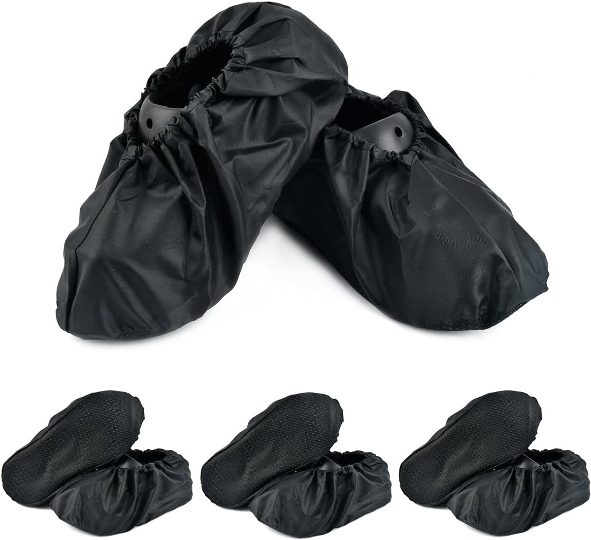 SnelShoppen - 4 Paar Herbruikbare Waterdichte Schoenhoezen - Antislip Schoenbeschermers voor Vloer- en Tapijtbescherming - Wasbare Zwarte Schoenhoezen
