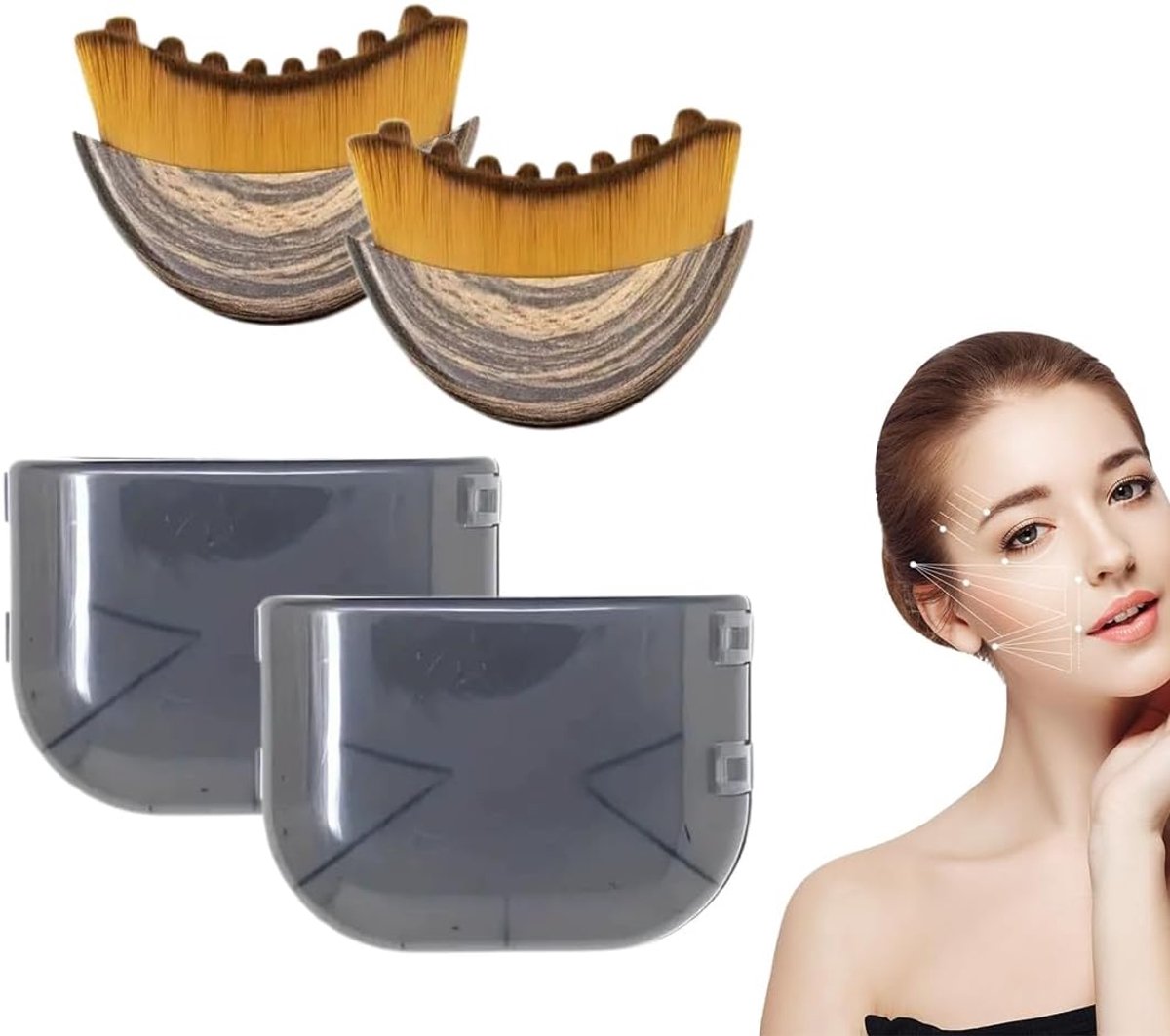 Thijox - Handmatige Gezichtsborstel voor Lymfedrainage, Ergonomisch Massager hulpmiddel voor Gezichtscontouren, Zachte Natuurlijke Haren, Ideaal voor