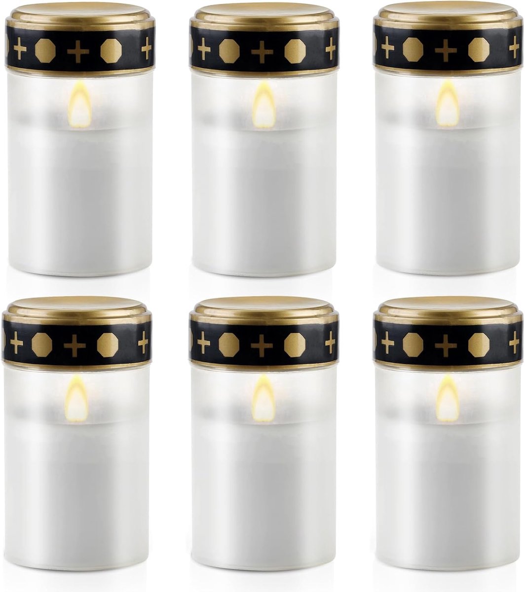 SnelShoppen - Pack van 6 LED Grave Lichten - Waterdichte Begraafkaarsen - Buiten Grave Lampen - Batterij Aangedreven (AA niet inbegrepen) - Wit - Herb
