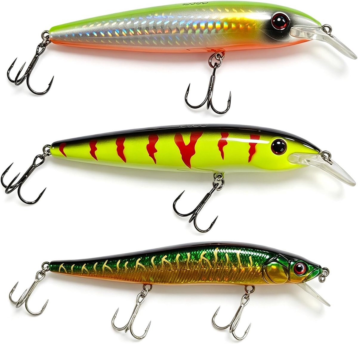 SnelShoppen - Wobbler voor Snoekbaars en Snoek - 3 Stuks Vlaklopend Kunstaas - 9g tot 23,9g - Effectief Aas voor Roofvissen - Perfect voor Vissen op S