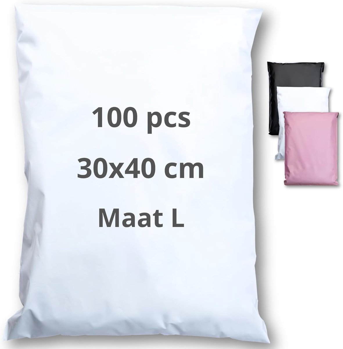 SnelShoppen - 100 Verzendzakken Kleding Vinted - Maat L 30x40cm - Waterdichte Plastic Verzend-enveloppen - Economisch en Duurzaam voor Pakketten