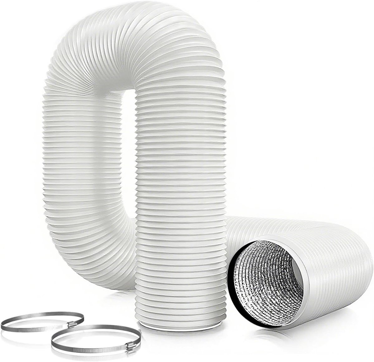SnelShoppen - Witte PVC Afvoerslang 75 mm, 3 Meter Ventilatieslang voor Mobiele Airconditioning, Droger, Afvoerventilator, Afzuigkap, Ventilatiesystee