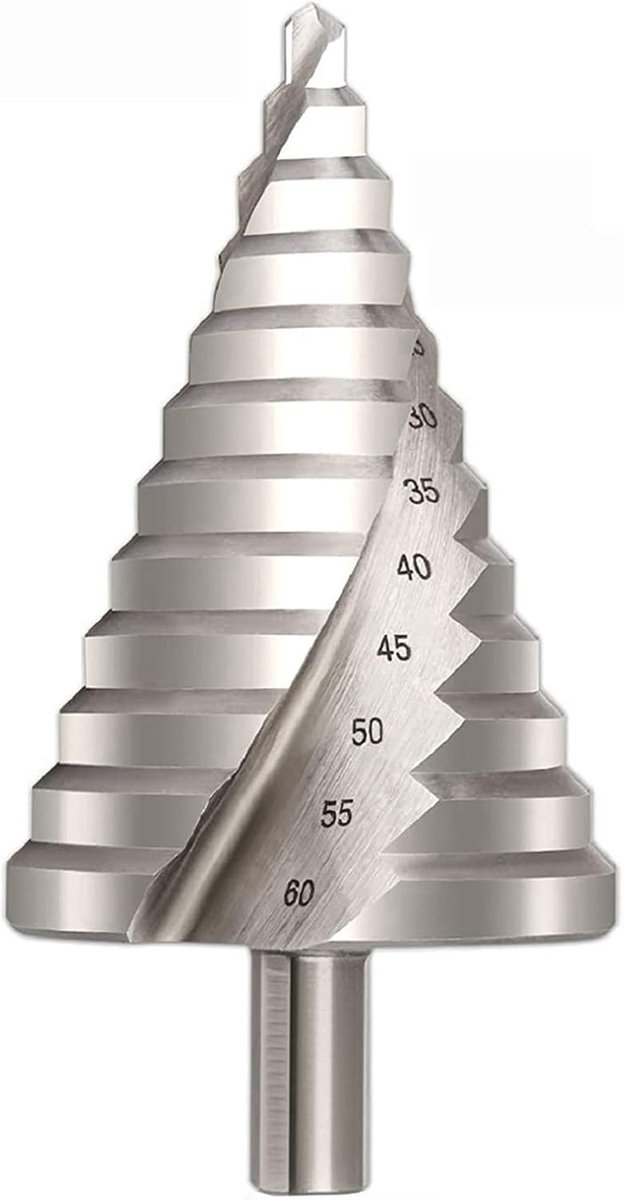 SnelShoppen - 6-60mm HSS Step Boor Set - Grote HSS Spiral Groef Stapelboor met 12 Stappen - Ideaal voor Metaal, Aluminium, PVC en Isolatieplaten