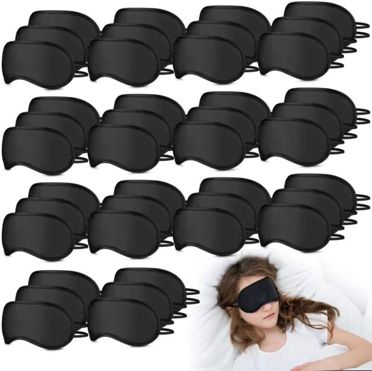 Thijox - 50 Stuks Slaapoogmasker - Schaduwhoes voor Mannen, Vrouwen en Kinderen - Individuele Verpakking - Blinddoek voor Reis, Vliegtuig, Hotel, Fees