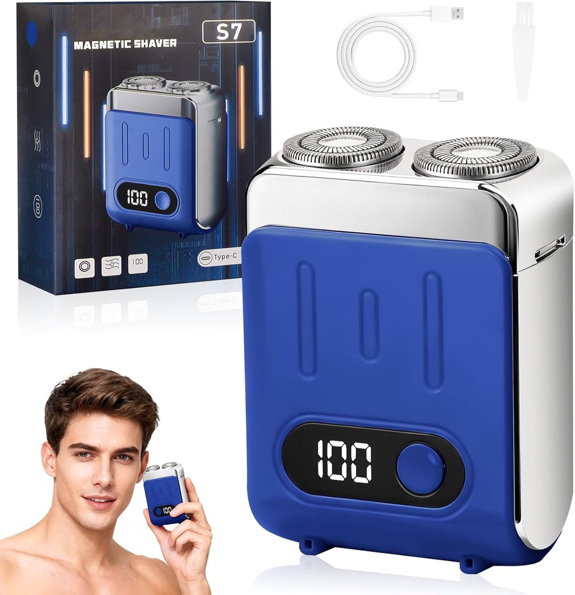 SnelShoppen - Mini Draagbare Elektrische Scheerapparaat voor Mannen, IPX7 Waterdicht, Type-C Oplaadbaar, Kofferontwerp, 9000 RPM, Voor Thuis, Kantoor
