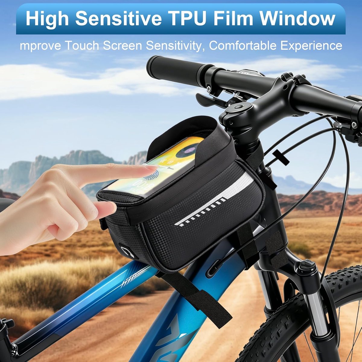 SnelShoppen - Fietstas met Snelsluiting, Waterafstotend, Stuurtas met Zonneklep voor Smartphones tot 7 Inch, TPU-Touchscreen voor E-bikes, Mountainbik