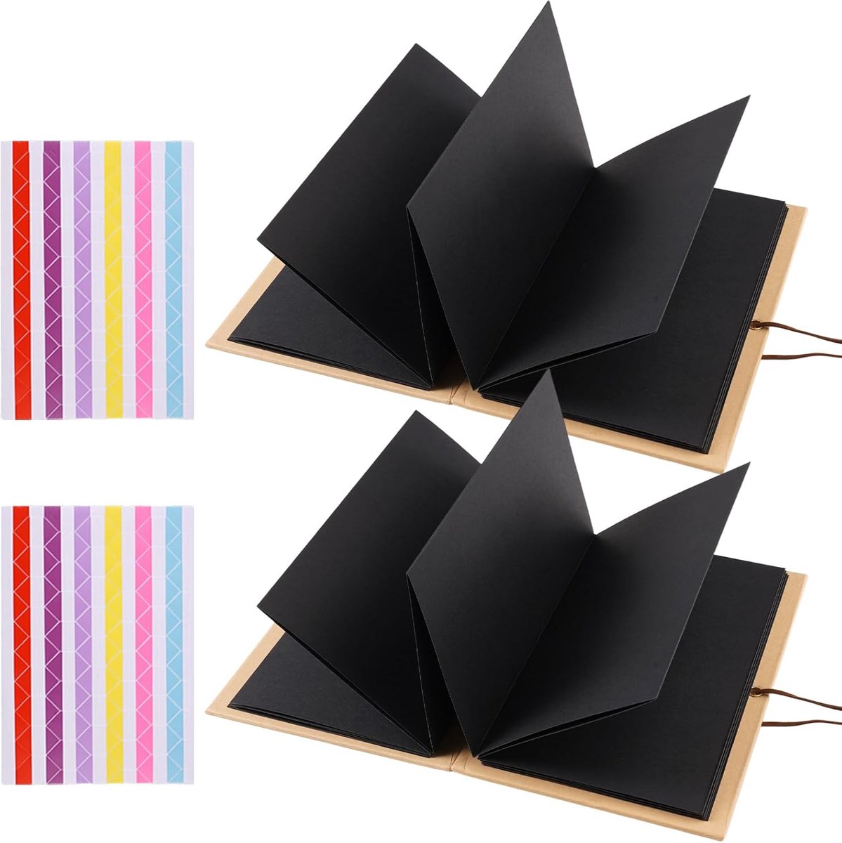 SnelShoppen - 2 Stuks DIY Scrapbook Album 18x12cm Vintage Accordeon Stijl | Zwart Fotoboek voor Creatieve Herinneringen, Ideaal voor Verjaardagen, Afs