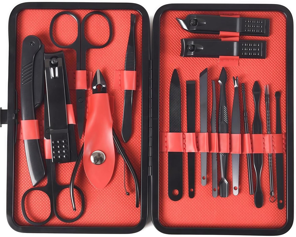 SnelShoppen - 18-delige Manicure Set - RVS Nagelknippers, Pedicure & Gezichtsverzorging, Geschikt voor Mannen en Vrouwen, Hoogwaardige Nagelverzorging