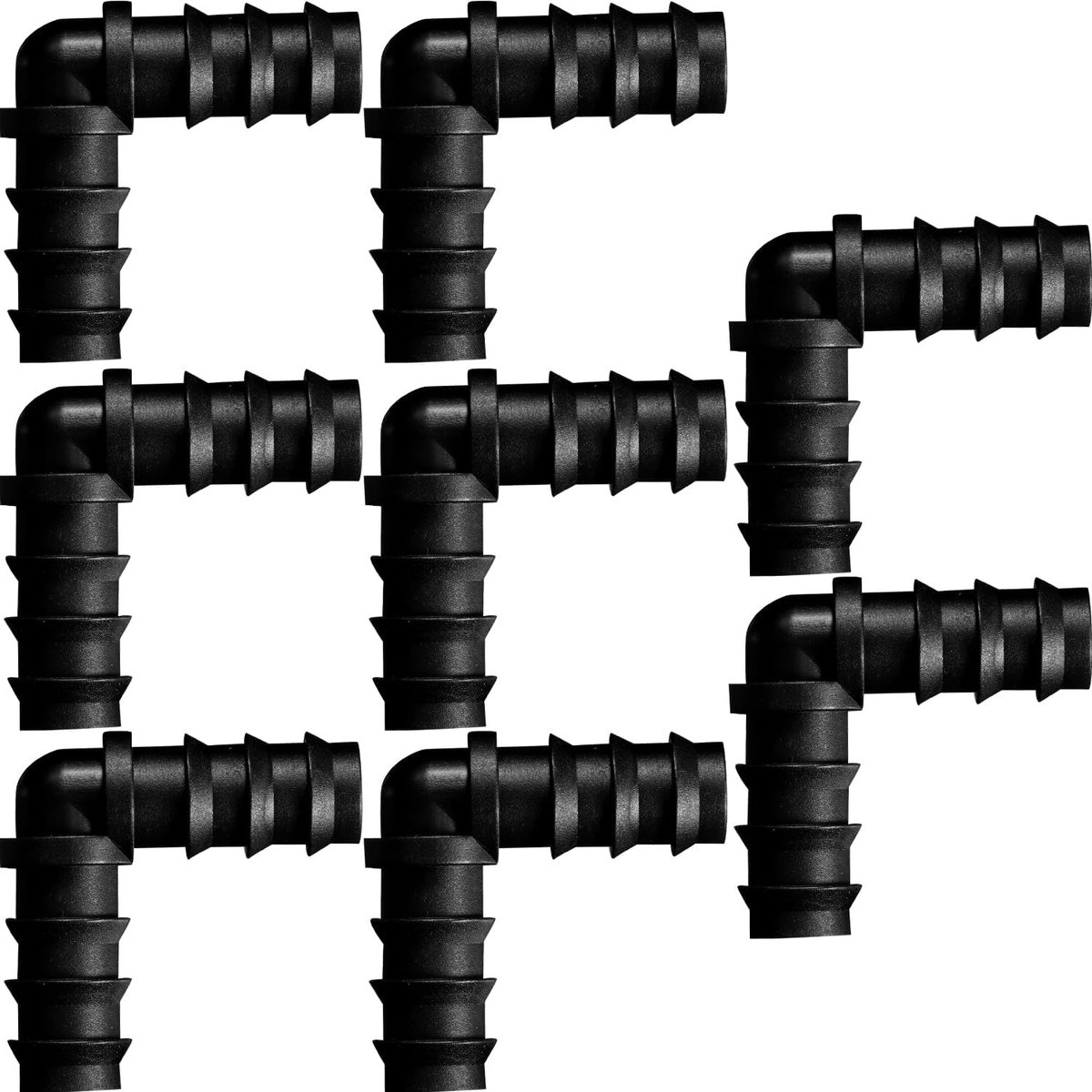 SnelShoppen - 8 Stuks Drip Irrigation Fittingen Verbinders 1/2 Inch Tuinslang Koppelingen Barbed Wire Connector Plastic Soaker Hose Connectoren Zwart