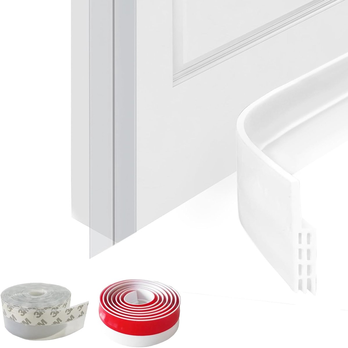 SnelShoppen - Daily Treasures 2 Mixed Silicone Deur Dichtstrip - 1 Deurkleur Strip (0.9m x 50mm), 1 Deurlijst Strip (6m x 35mm) - Geluid en Tocht Dich