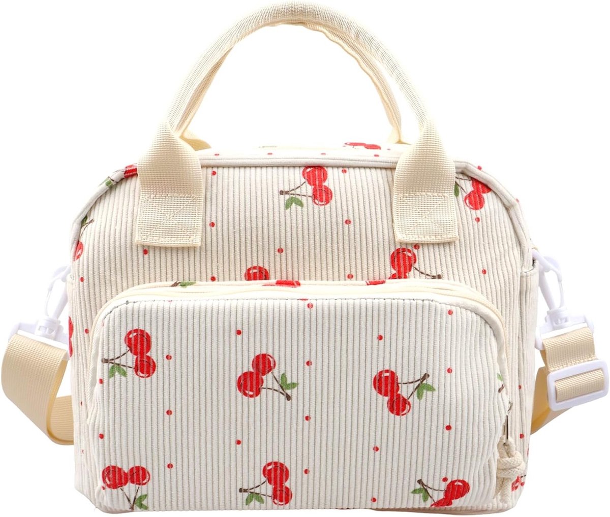 Vouwbare Koeltas van 10 Liter met Kersenprint voor Reizen, Werk en Picknicks - Isolerende Thermotas voor Dames, Heren en Kinderen