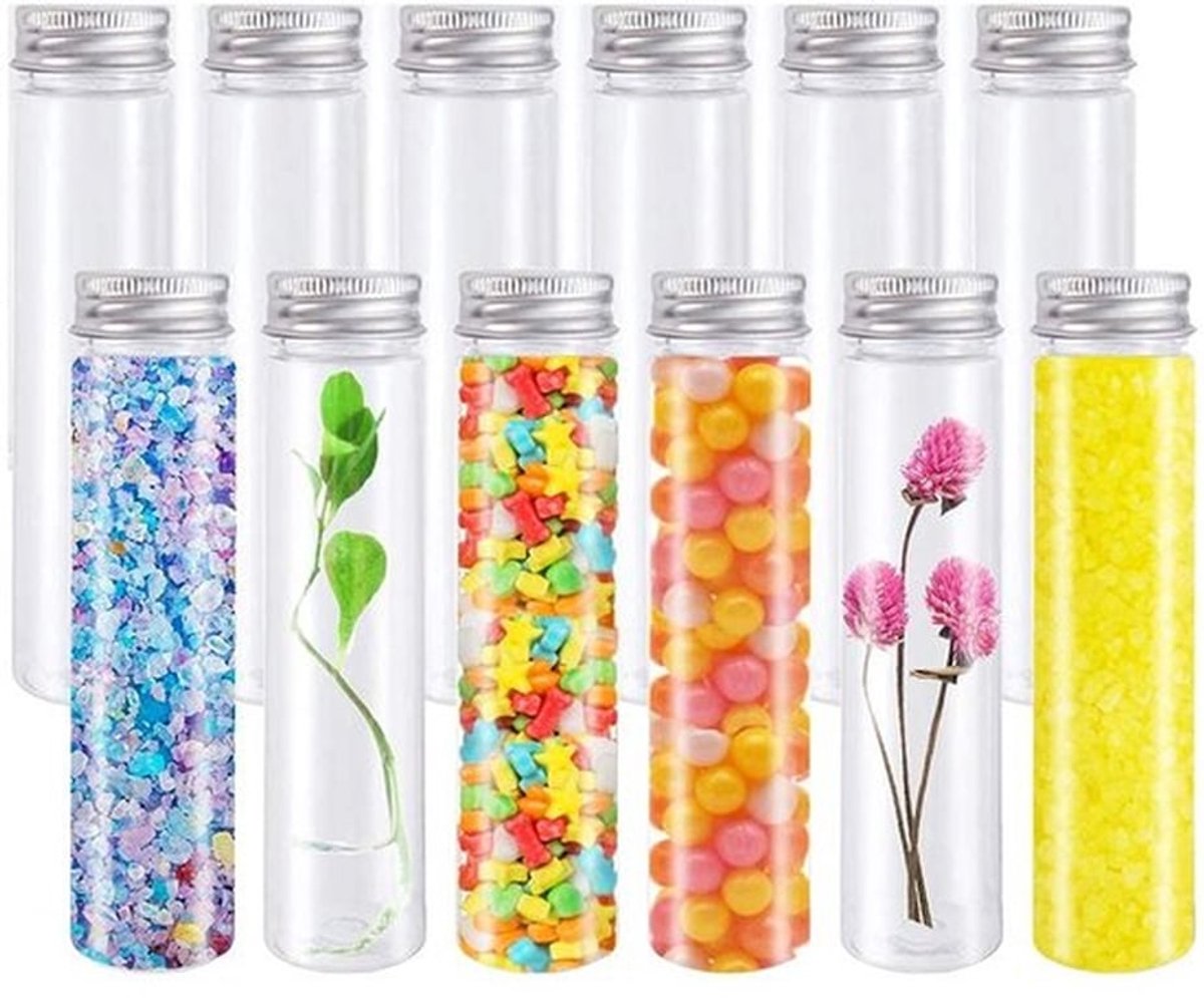 Solidchoice - Dailygoody - Kunststof reageerbuizen - 12 stuks - Schroefsluiting - 110 ml - Cosmetica containers - Transparante opslag - Ideaal voor vloeistoffen