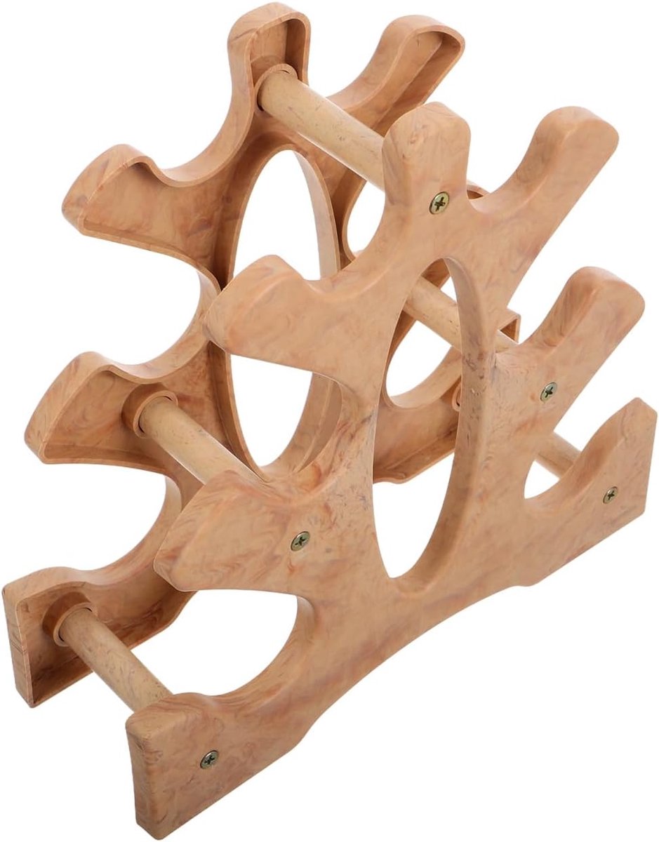 SnelShoppen - Kleine halterstandaard van hout, ruimtebesparend 3-laags halterrek voor korte halters, robuust en eenvoudig te monteren voor thuisfitnes