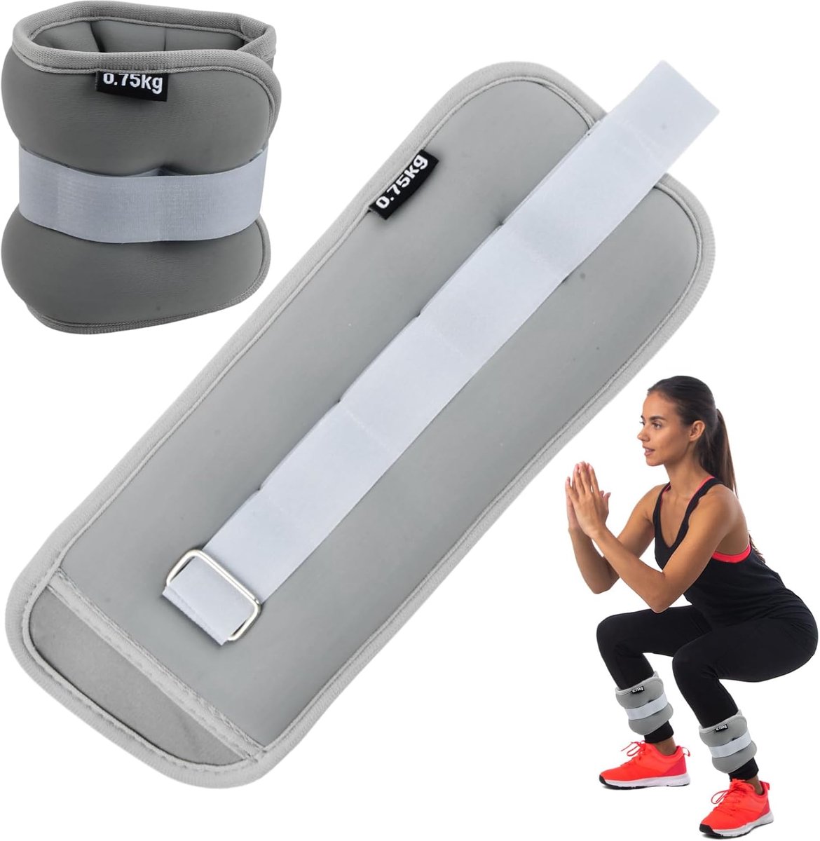 SnelShoppen - 2x Enkelgewichten 0.75/0.5 kg, Weerstandsgewichten voor Voeten en Polsen, Ideaal voor Fitness, Yoga, Aerobics en Fysiotherapie, Verkrijg