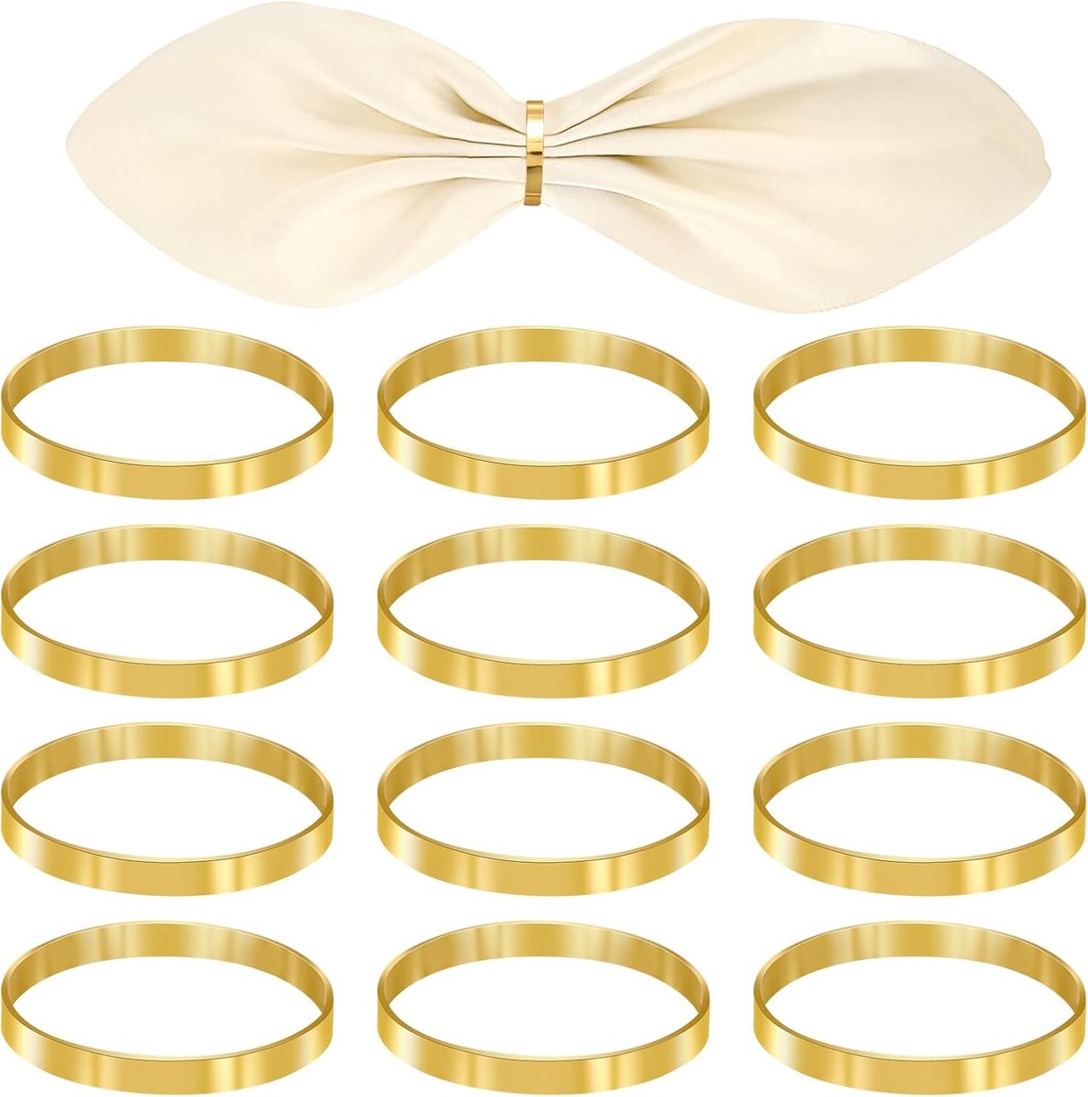 SnelShoppen - 12 Stuks Gouden Metalen Servetringen, Elegante Napkin Rings voor Kerst, Boho Rond, Perfect voor Bruiloften, Feestjes en Diner Decoratie