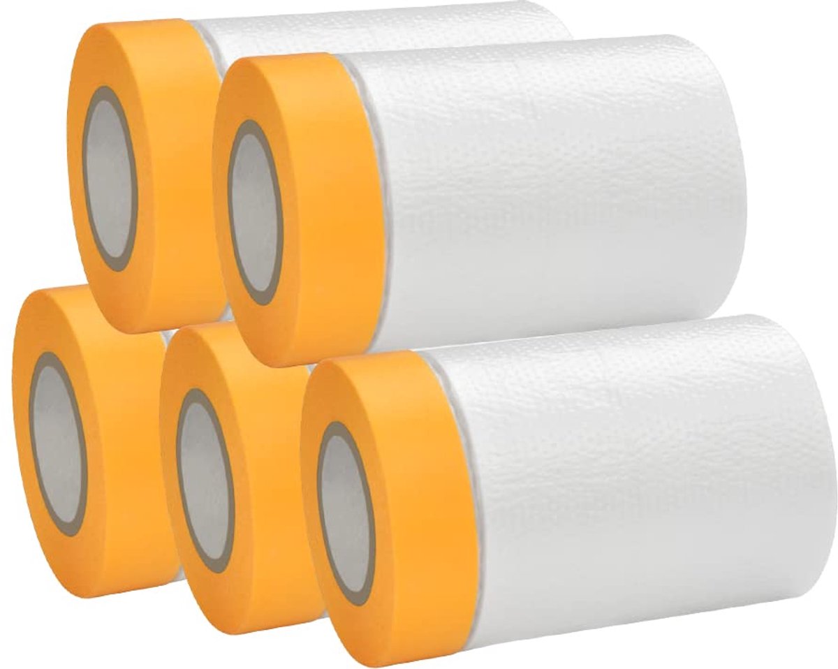 SnelShoppen - 5 Rollen Dekfilm, Zelfklevende Schilderfolie 55 cm x 20 m, Transparante Beschermfolie met Stofband, UV Bestendig, Perfect voor Schildere