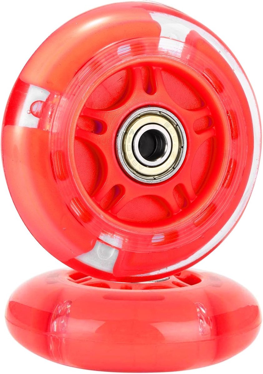 SnelShoppen - Vervangwielen voor Mini Maxi Micro Scooter Skate, ABEC-7, 80 mm, Achterverlichting, Voor Kinderen en Tieners Buiten Skaten (Rood)