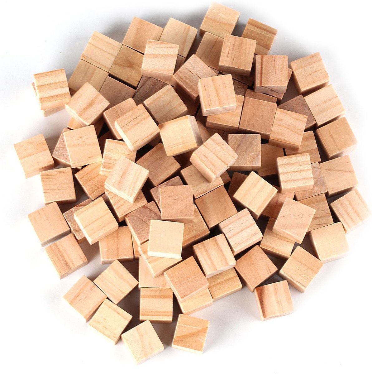 210 Stuks Houten Blokken 15mm, Kleine Vierkante Blokken voor Knutselen, Natuurkleurig, Blank, Verfbaar, Educatief, Creatief