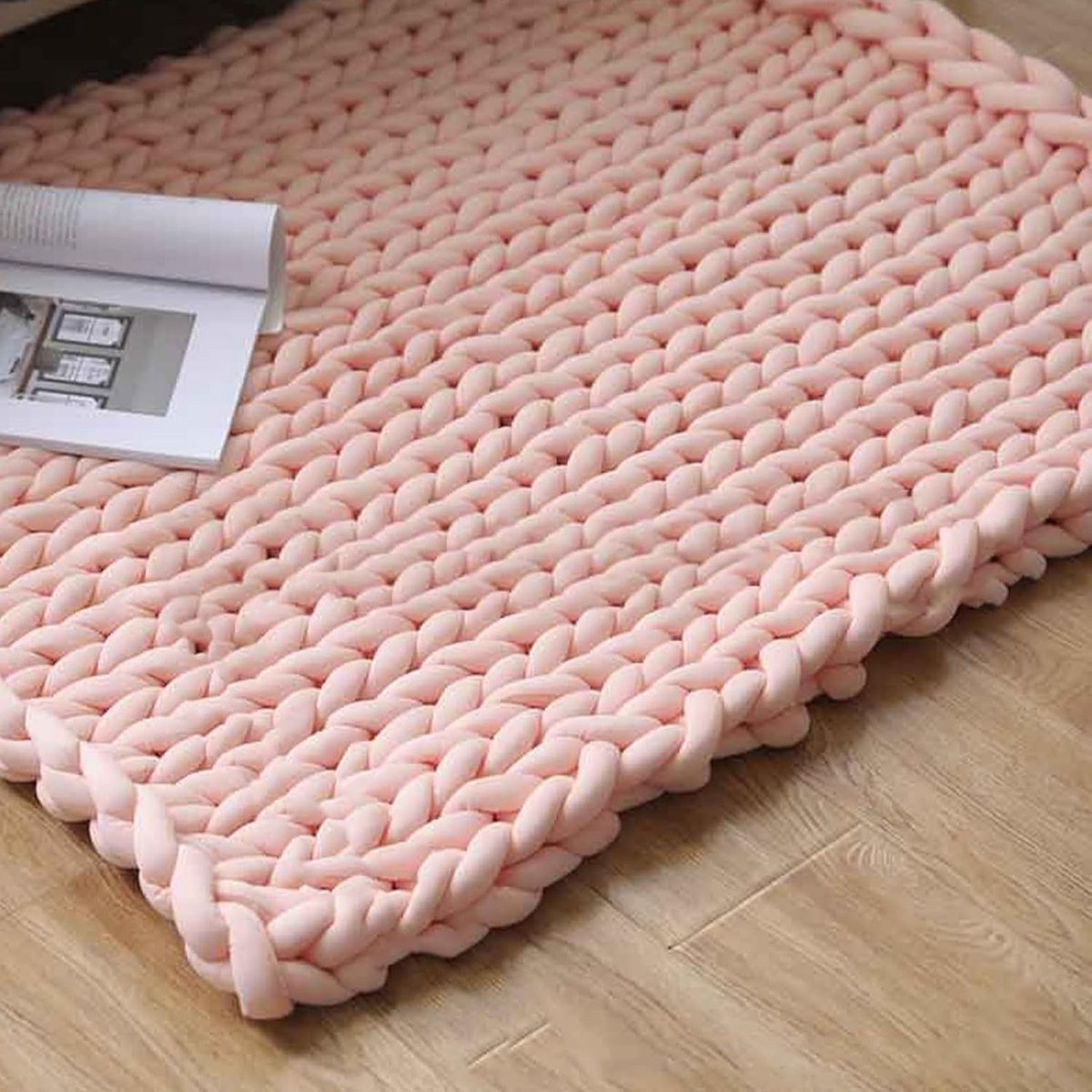SnelShoppen - Volumineuze Wollen Gebreide Mouwen, Grof Gebreide Knuffeldeken, 500 g, 25 m Lichtroze Zacht Wolgaren voor Handbreien, Huisdier, Bed, Ban