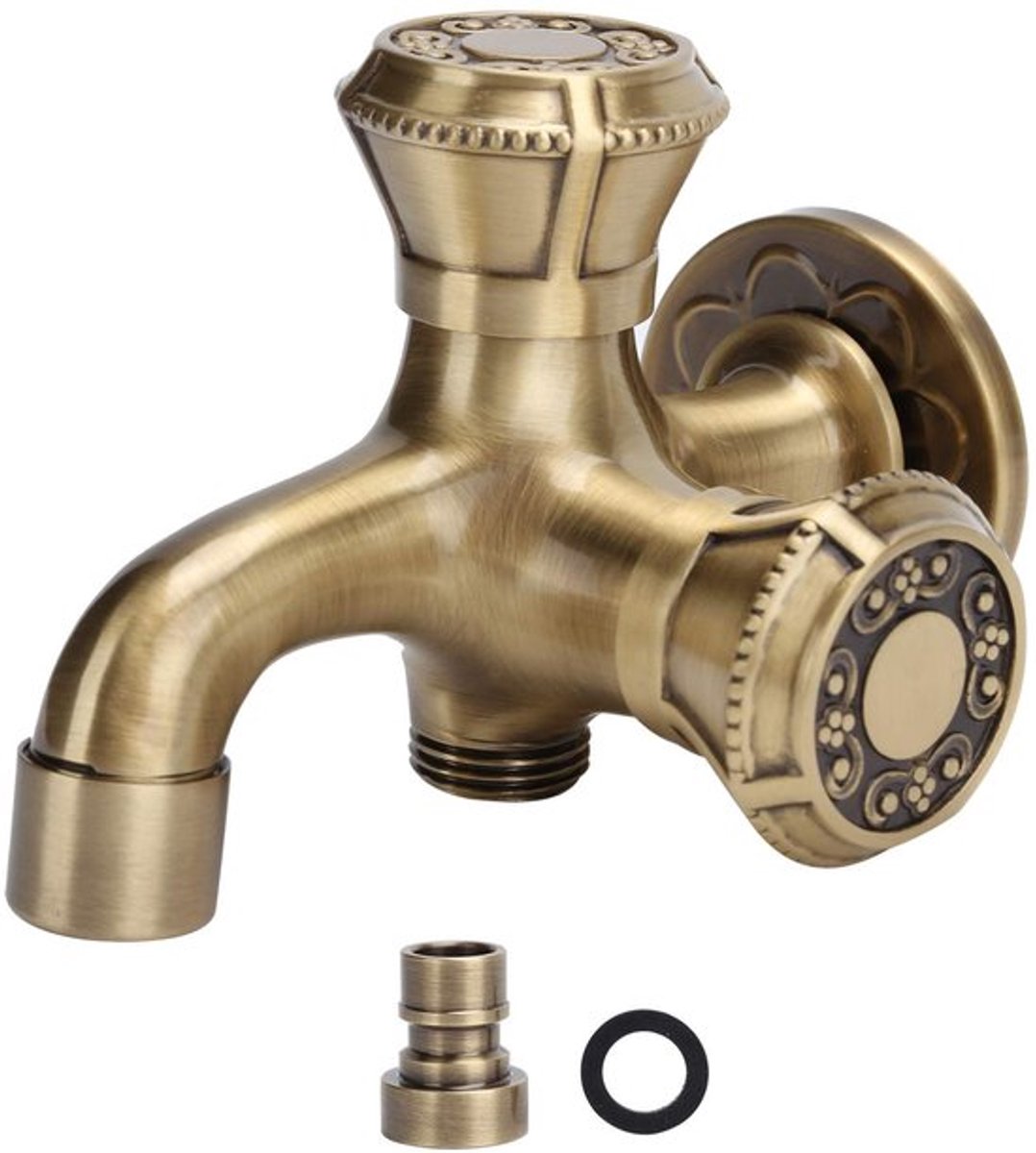 Wandkraan Antiek Messing - Keuken Accessoires - Badkamer Kraan - Warm/Koud Water - Dweil - Buitentuin