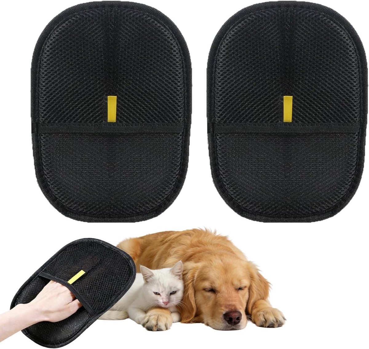Dubbelzijdige dierenhaarverwijderingshandschoenen voor huisdieren, ideaal voor meubels, stof en kleding reinigen, 2 stuks