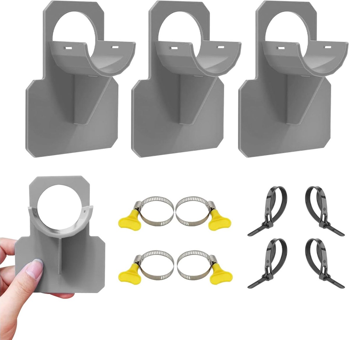Set van 4 zwembadslanghouders met anti-prik, anti-scheur en anti-spanning voor slangen van 30-37mm