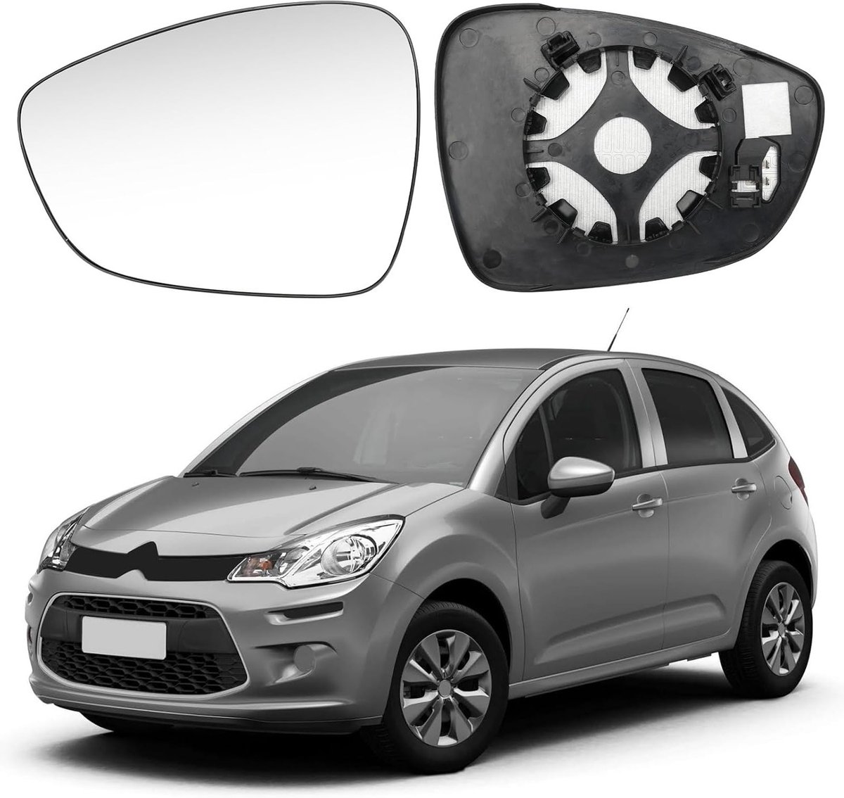 Verwarmd Spiegelglas Rechts Geschikt voor Peugeot 508, Citroen C3 C4 C5 en DS3 DS4 DS5 2010-2018, Buitenste Spiegel, Vervangingsonderdeel, Auto Accessoires