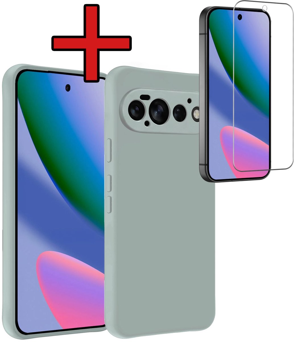 Hoesje - Met Screenprotector - Geschikt voor Google Pixel 11 Pro - Sterk & Shockproof - Telefoon Hoes - Back Cover - Siliconen Case - Telefoonhoes - Lichtblauw