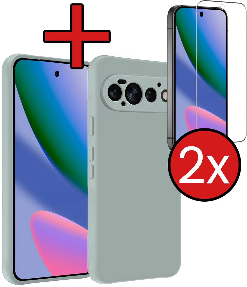 Hoesje - Met 2x Screenprotector - Geschikt voor Google Pixel 11 Pro - Sterk & Shockproof - Telefoon Hoes - Back Cover - Siliconen Case - Telefoonhoes - Lichtblauw