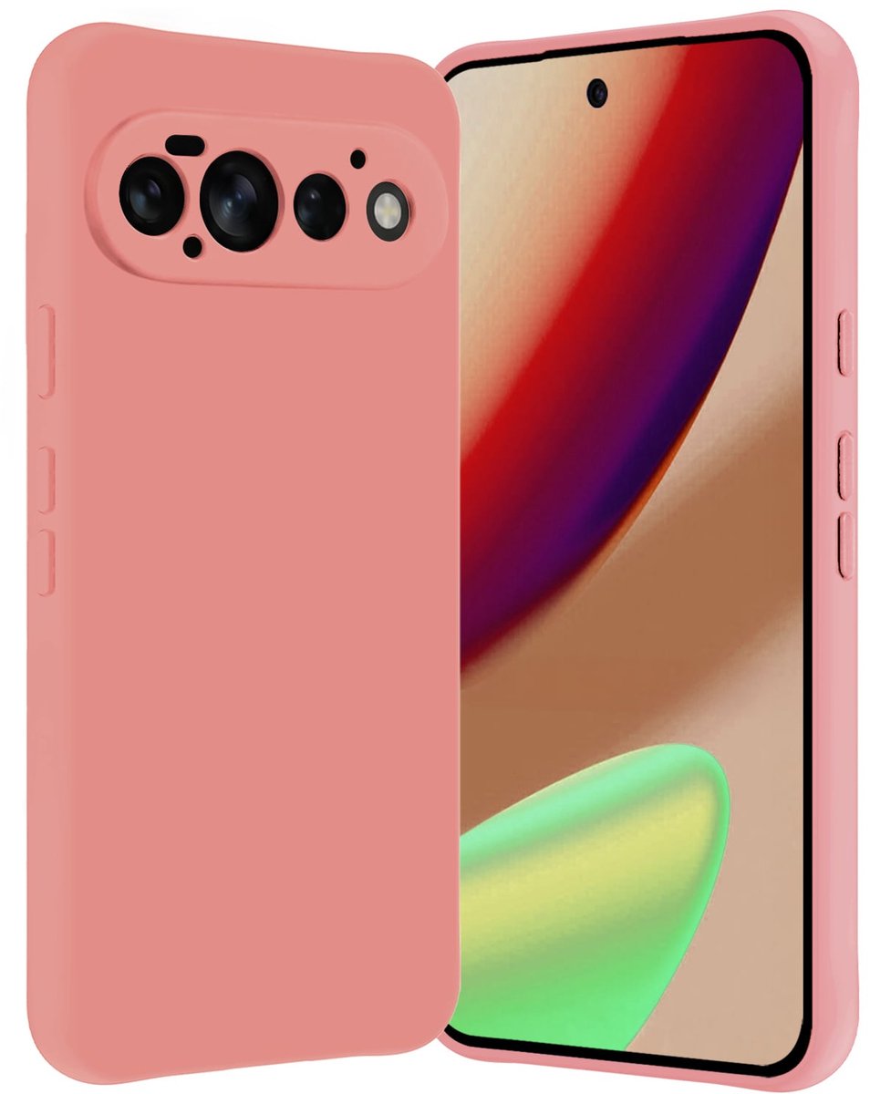 Hoes - Geschikt voor Google Pixel 11 Pro - Sterk & Shockproof - Hoesje Cover - Siliconen Case - Lichtroze