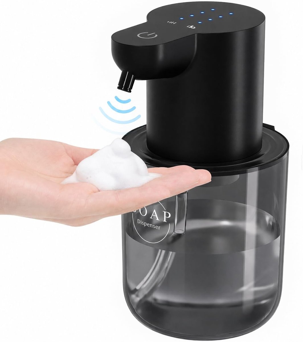 SnelShoppen - Automatische Schuimzeep Dispenser 400ml, Elektrische Zeepdispenser met Sensor, USB-C Oplaadbaar, 4 Niveaus Instelbaar, Wandmontage of Vr