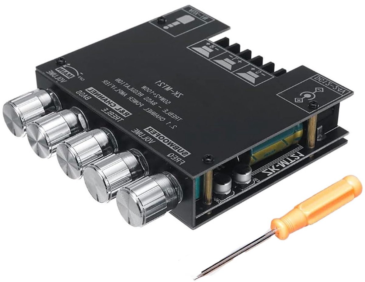 SnelShoppen - Bluetooth Audio Amplifier Module 2.1 Kanaal Digitale Versterker met Antenne en Bescherming - Ideaal voor Feesten, Camping en Thuisgebrui