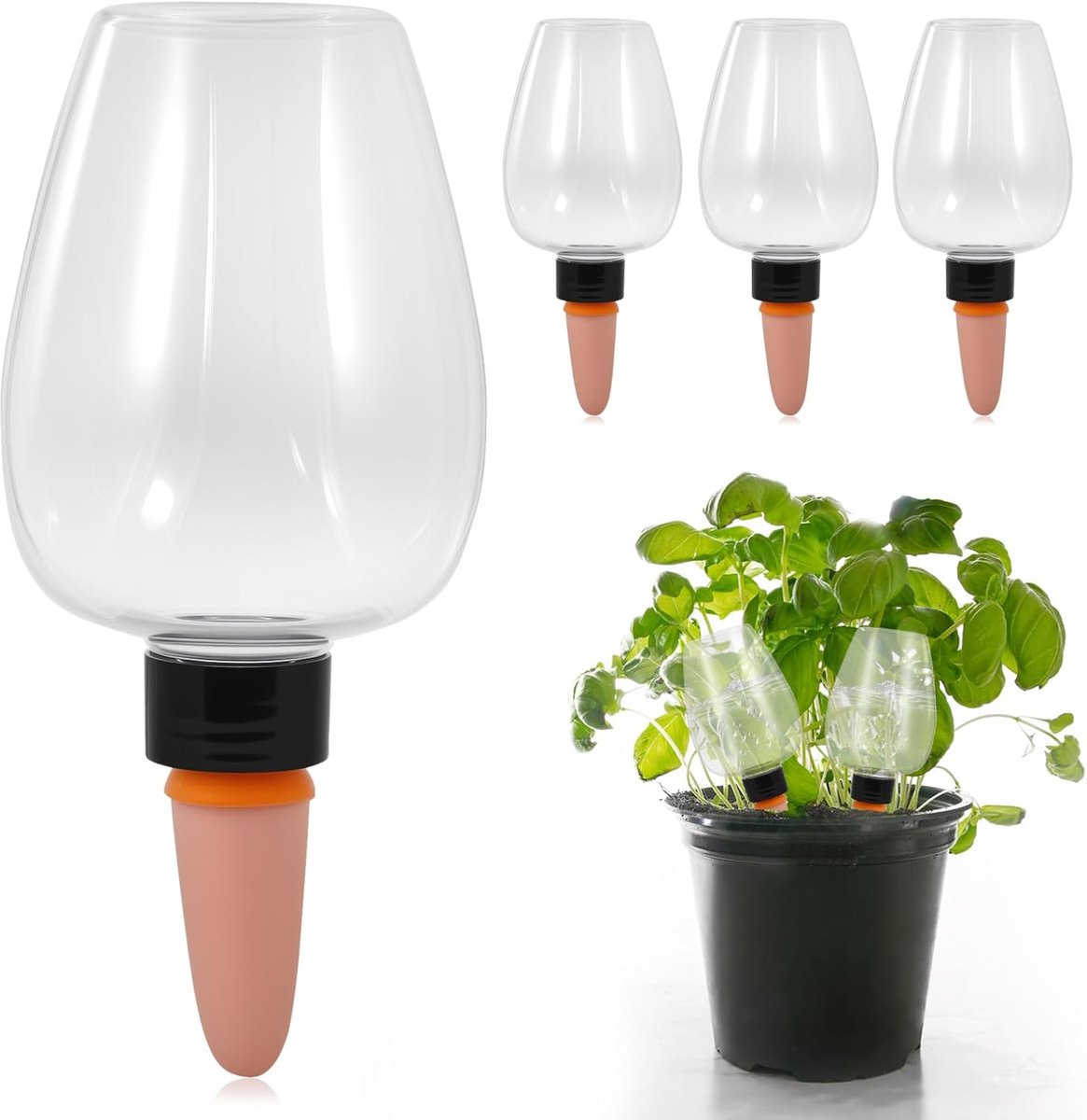 SnelShoppen - Plant Watering Bulbs 4-Pack, 500ml Terracotta Zelf Watergeven Systeem, Automatische Langzame Waterafgifte voor Binnen & Buiten Planten