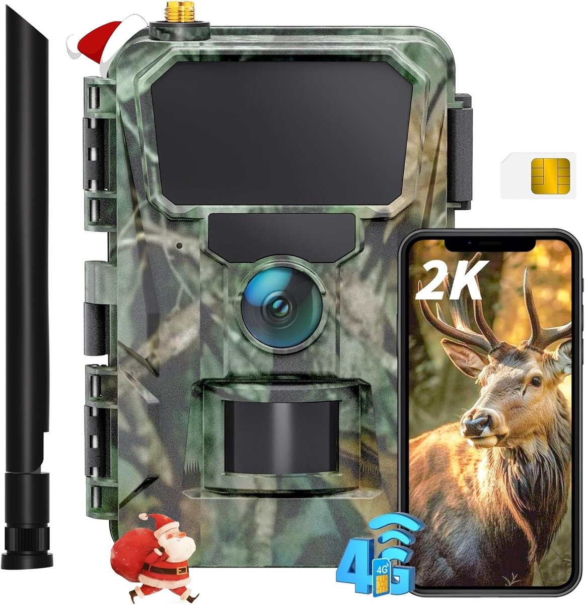 SnelShoppen - 4G LTE Wildlife Camera met App, 2K HD 36MP, 2.0" LCD Scherm, IP66 Waterdicht, Cloud/TF Opslag, 0.2s Trigger voor Natuur- en Dierenobserv