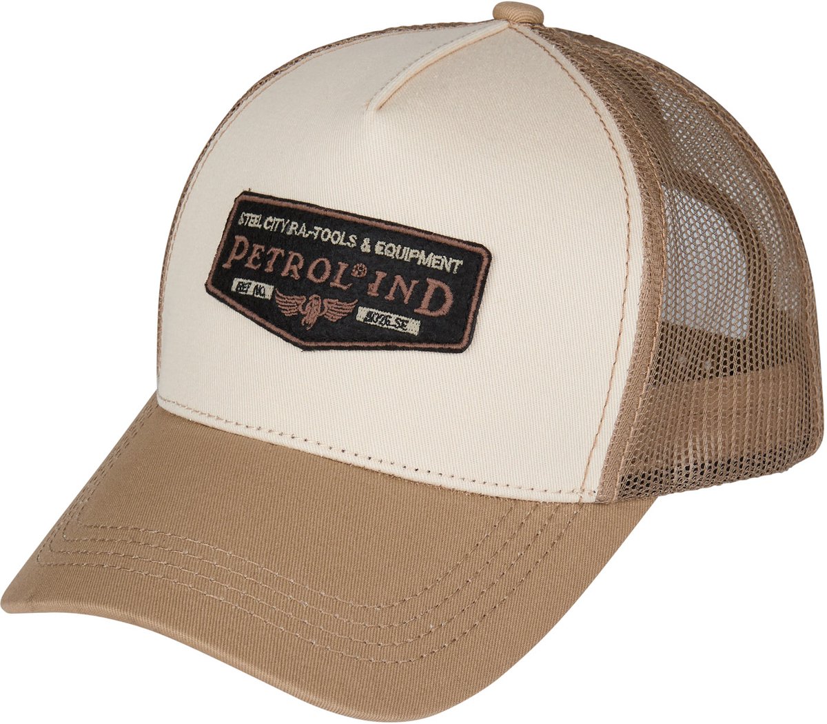Petrol Industries - Heren Trucker cap met badge steeltrail - Wit - Maat OS
