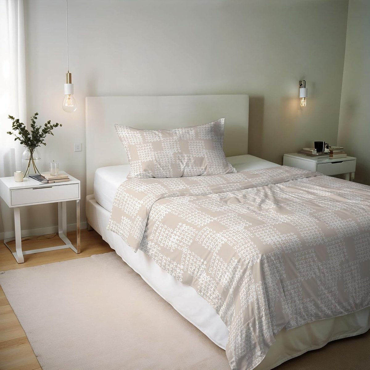 SnelShoppen - Bedlinnen Set Eenpersoonsbed, Katoen, Rivier, Duvet Cover 150 x 200 cm, Kussenslopen, Made in Italië, Ideaal voor Comfortabel Slapen