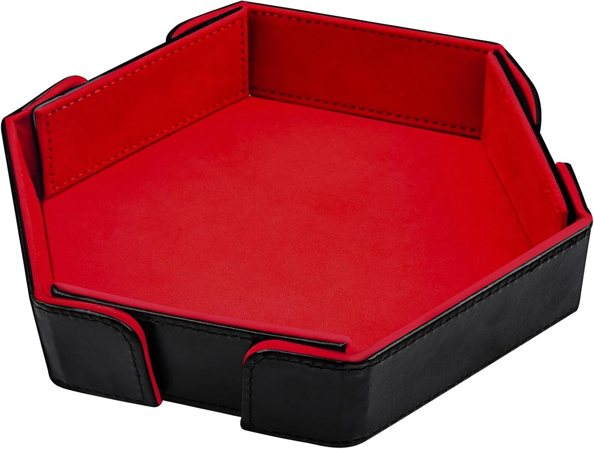 SnelShoppen - Magnetische Vouwbare Dobbelstenen Tray Hexagonaal PU Leer Dobbelmat Opbergeschenk voor D&D RPG Spellen