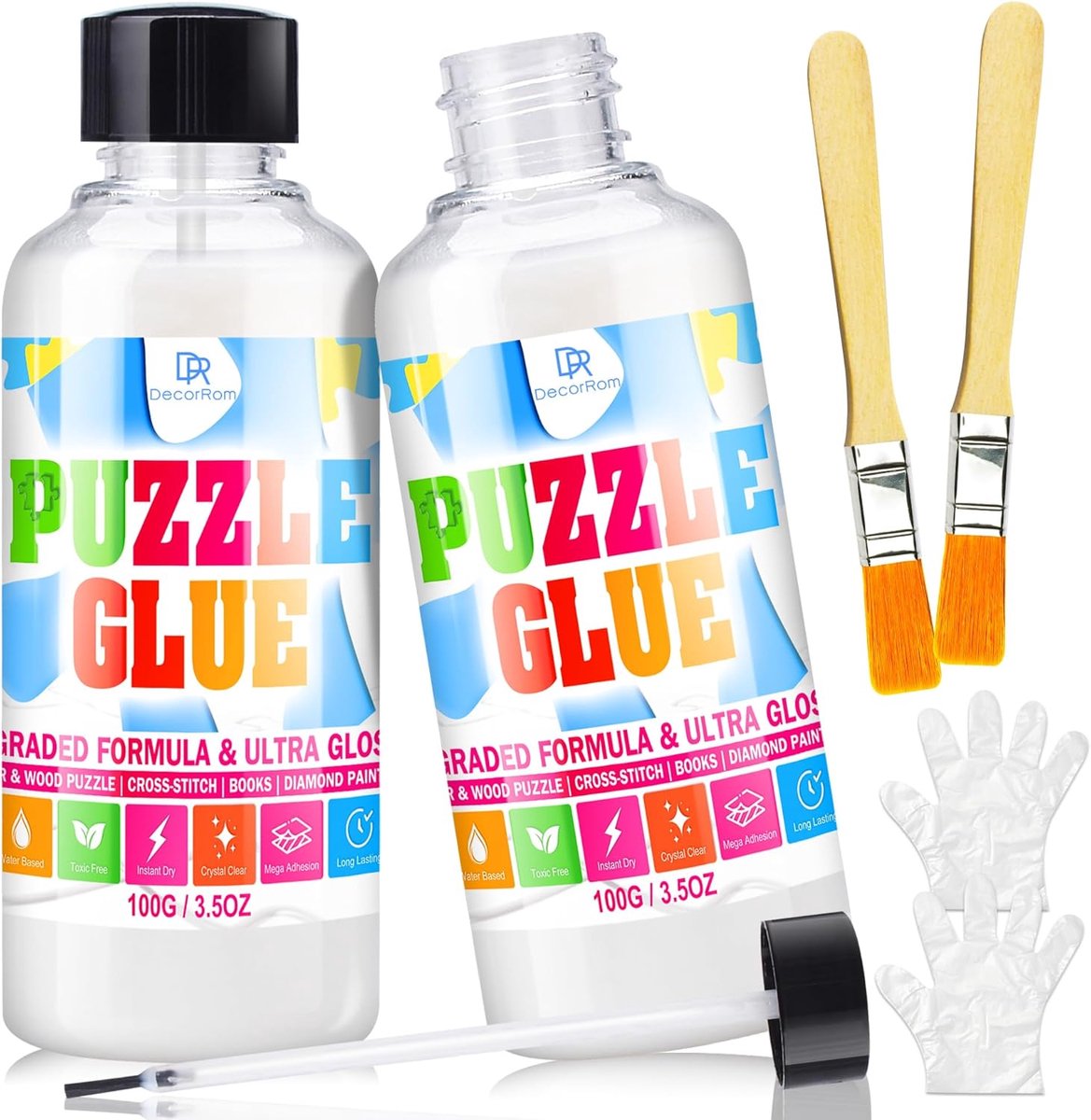 SnelShoppen - Puzzle lijm, transparant, 200 ml, snel drogend, met applicator, voor tot 5000 stukjes, niet-toxisch, ideaal voor puzzel opslag, hoge kwa