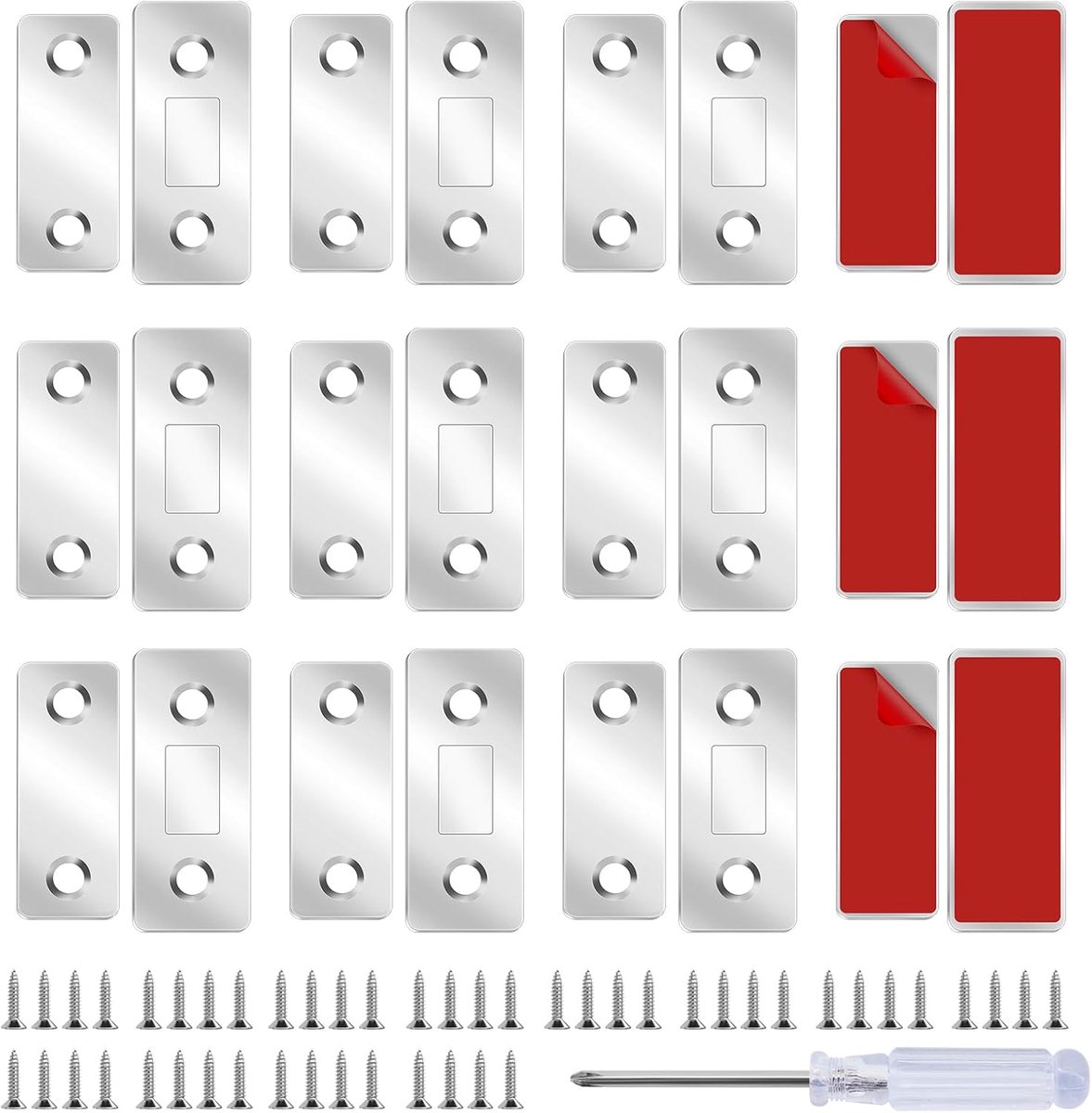SnelShoppen - Magnetische Sluiting Kast 12 Paren (24 Stuks) - Ultra Dunne Zelfklevende Magnetische Sluiter van RVS voor Kastdeuren, Lades, Meubels - I